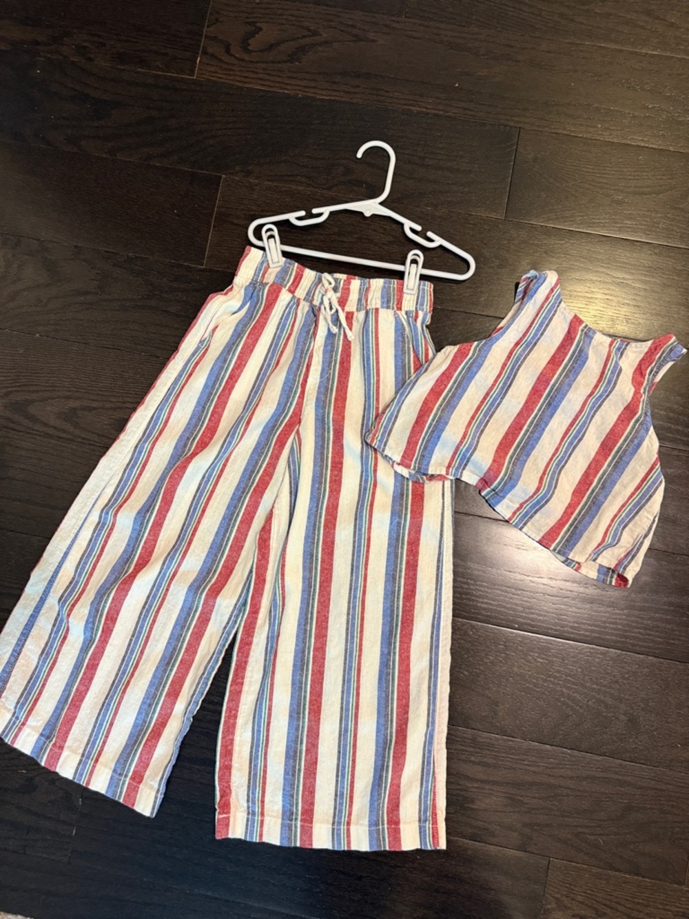 Old Navy Striped Kids Wide-Leg Pants & Tank Set in Red, Blue & Cream